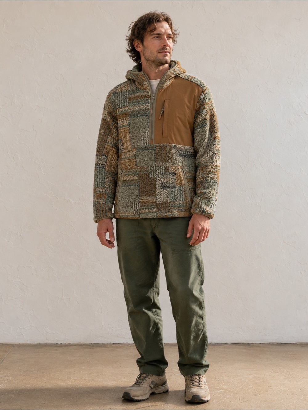 Mountain & Isles Sherpa Quarter Zip Granola Fleece Pullover Gorpcore Men’s L